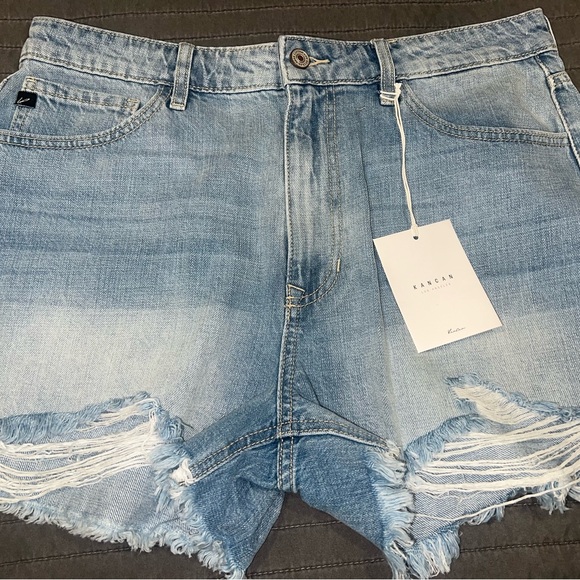 KanCan Pants - KanCan Light Blue Distressed High Rise Women’s Jean Shorts